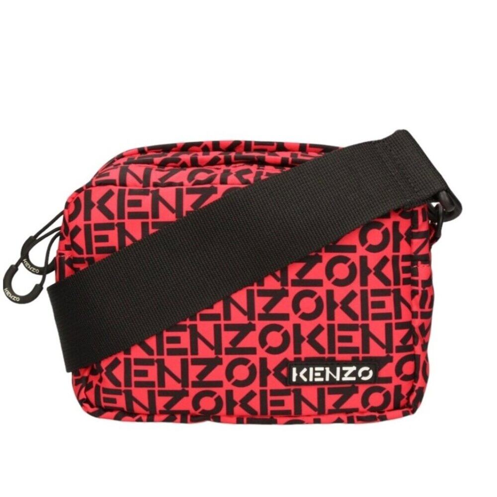 Kenzo Zipped Crossbody Belt‎ Bag Logo Shoulder Strap Red Black